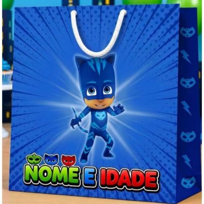 Sacolinhas PEGUE E MONTE PJ Masks - Modelo Vertical | Lembrancinh